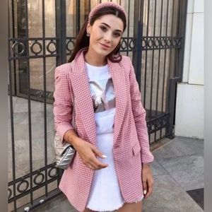 Pink & White Gingham Blazer